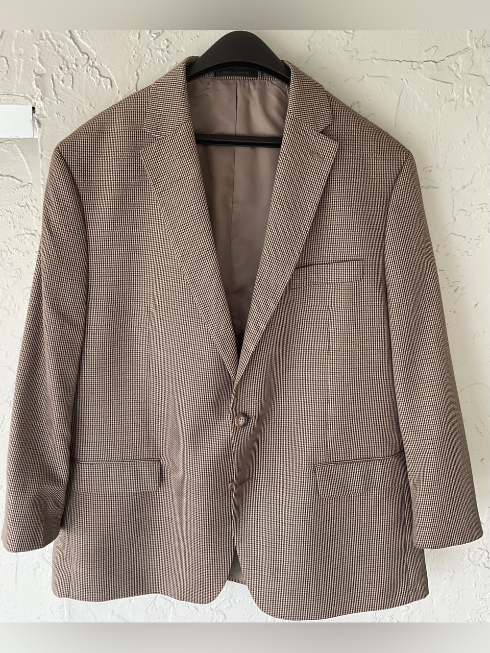 Men’s Houndstooth Blazer Brown Beige Sport Coat
